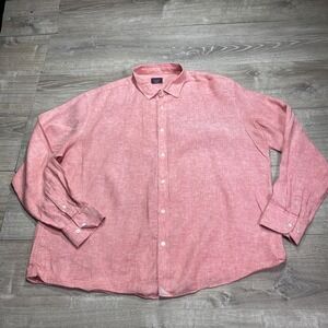 Untuckit Shirt Mens 3XL Red Long Sleeve Linen Blend Button Up Casual‎ Collared
